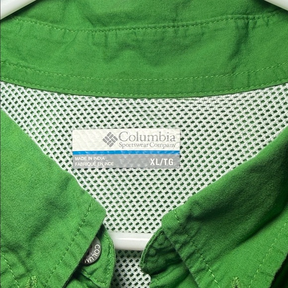 Columbia PFG Sportswear Men's Green Short Sleeve Button Down Shirt Size XL - Picture 2 of 6